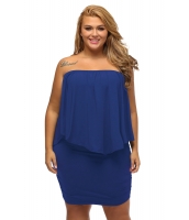 大きいサイズ マルチ ドレス レイヤー ブルー ミニドレス lc22820-5p