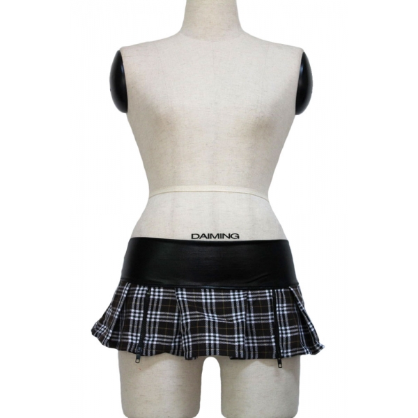 女学生 ロリコン コスチューム コスプレ ホット ジッパー 格子柄 スカート-cc7085-1