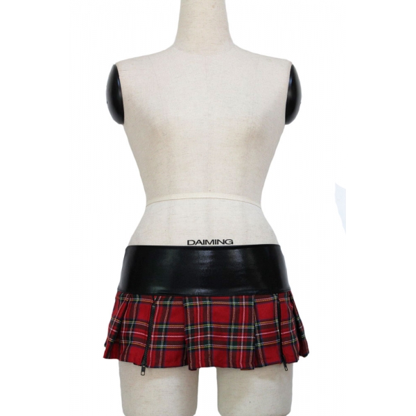 女学生 ロリコン コスチューム コスプレ ファスナー 格子縞 スカート-cc7085-2