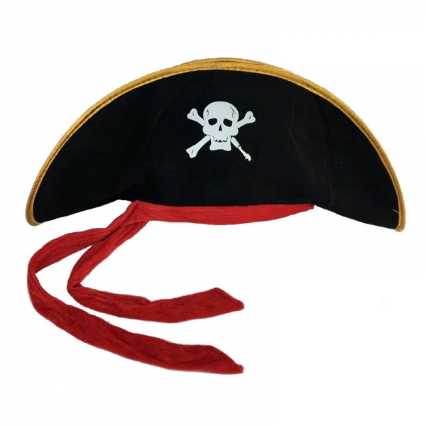 パイレーツ・オブ・カリビアン コスプレ小道具 海賊帽子 レッド帯 髑髏 qx10015-2
