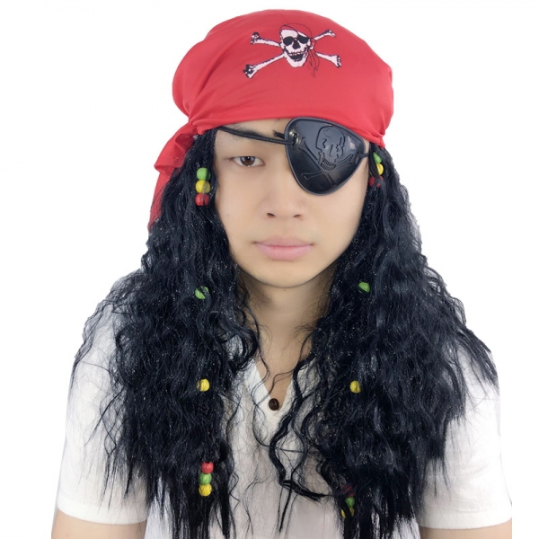 パイレーツ・オブ・カリビアン パーティウィッグ 海賊 ウィッグ+アイパッチ+頭巾 3点セット qx10108-8