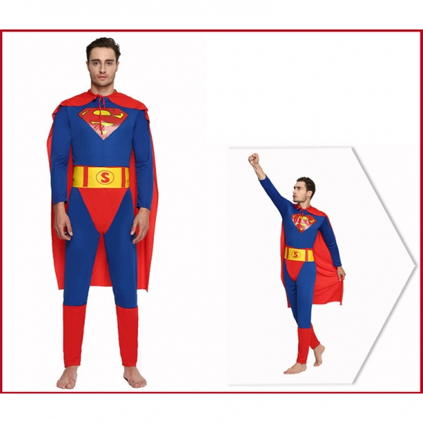 スーパーマン コスチューム ジャンプスーツ+ベルト+マント 3点セット qx10020-1
