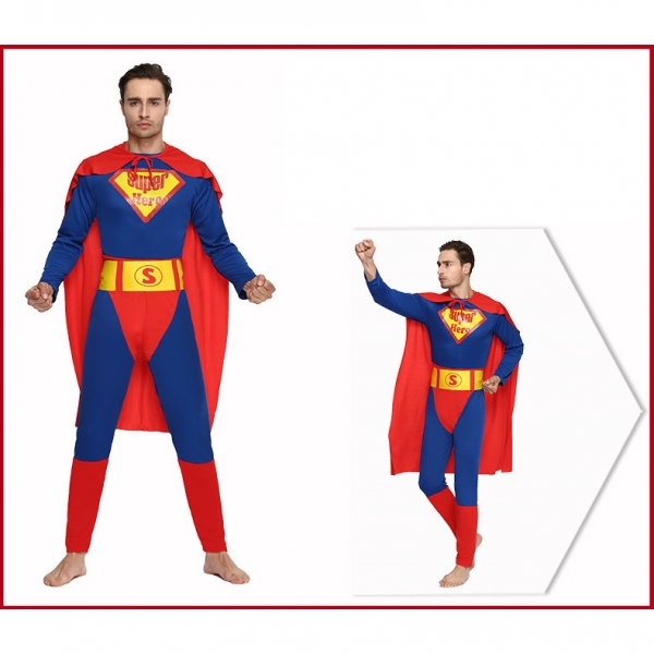 スーパーマン コスチューム ジャンプスーツ+マント 2点セット qx10020-3