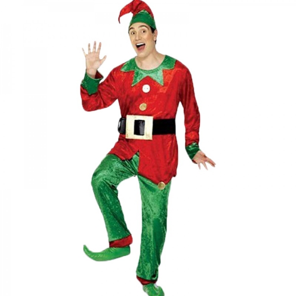 クリスマス コスチューム 男エルフ 帽子+トップス+ベルト+パンツ（靴含まず） 4点セット qx10040-5