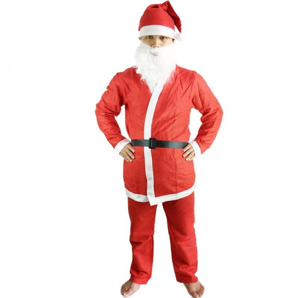 クリスマス コスチューム サンタクロース 帽子+口髭+トップス+ベルト+パンツ 5点セット qx10040-7