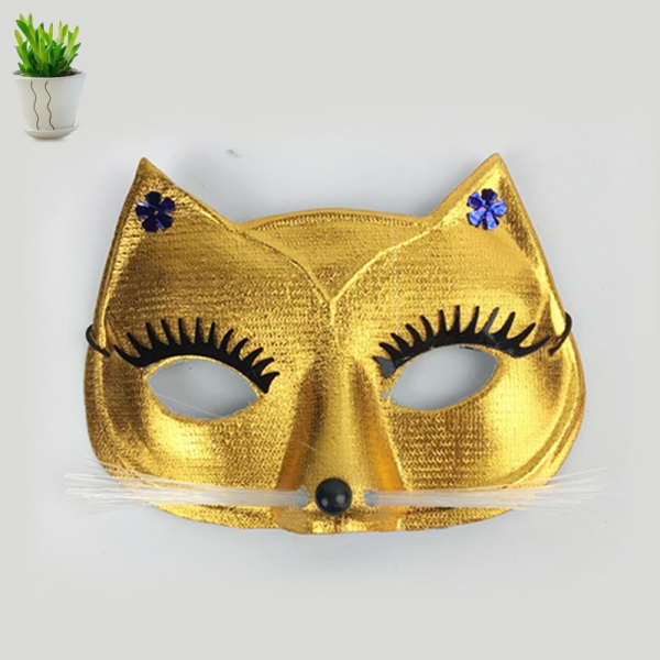 コスプレ小道具 布製猫マスク 金色 大人/子供共通 qx10051-1