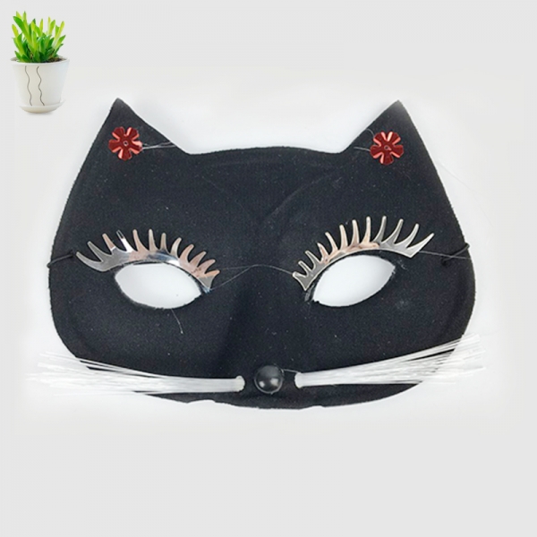 コスプレ小道具 布製猫マスク 黒 大人/子供共通 qx10051-3
