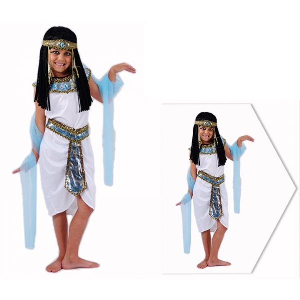 古代エジプト コスチューム エジプト女王 7-10歳児 ドレス+帯+ヘッドピース+ウエストバンド 4点セット qx10074-9