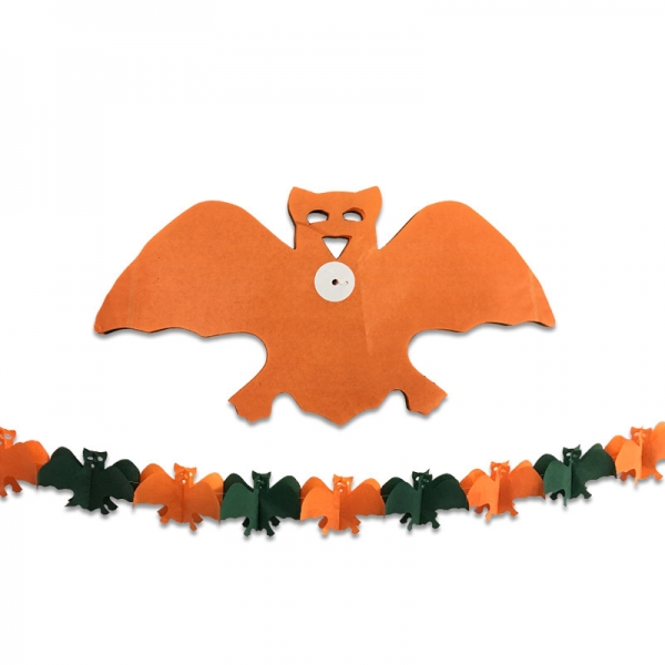 ハロウィン用品 小道具 飾り紙 ペーパーオーナメント オレンジ蝙蝠 qx10102-1