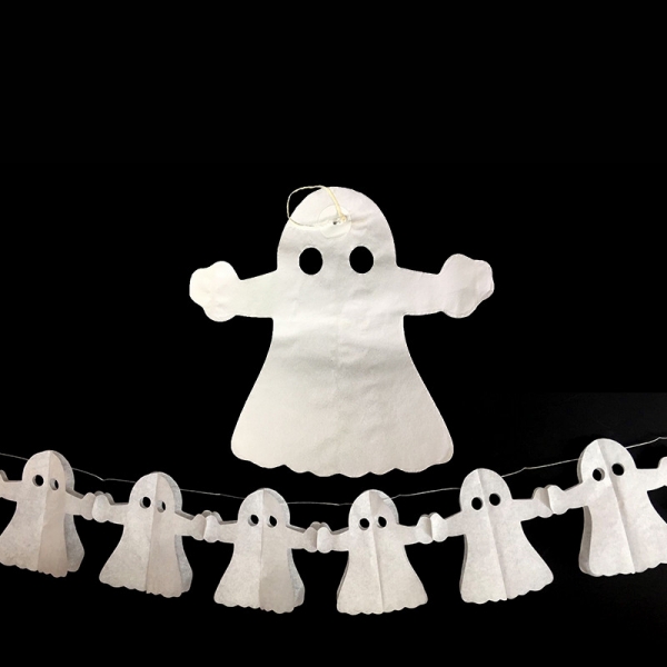 ハロウィン用品 小道具 飾り紙 ペーパーオーナメント 白幽霊 qx10102-5