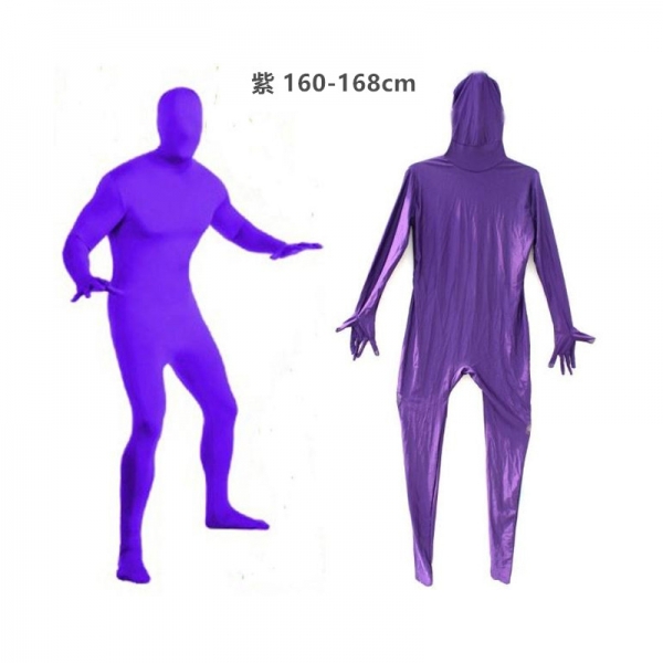 コスチューム フードマスク付きジャンプスーツ 紫 160-168cm qx10137-12