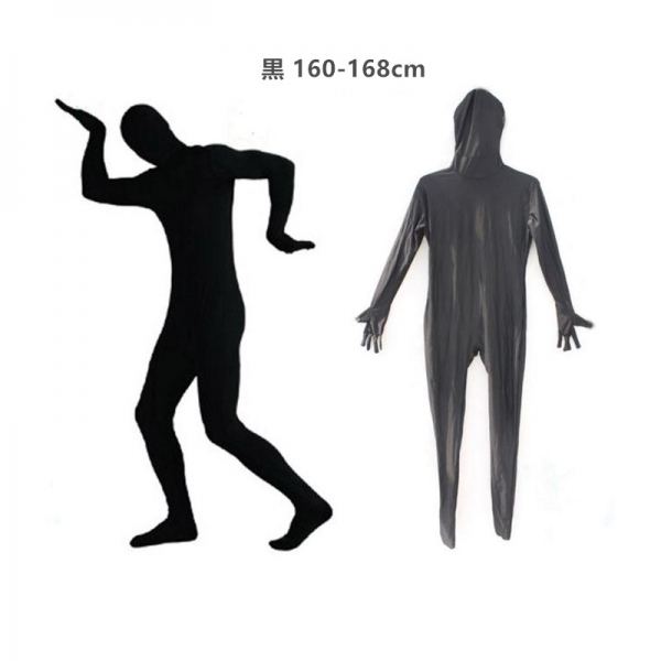 コスチューム フードマスク付きジャンプスーツ 黒 160-168cm qx10137-14