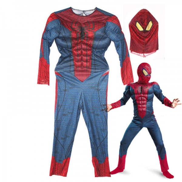 スパイダーマン コスチューム 7-9歳児 ジャンプスーツ+マスク 2点セット qx10161-2