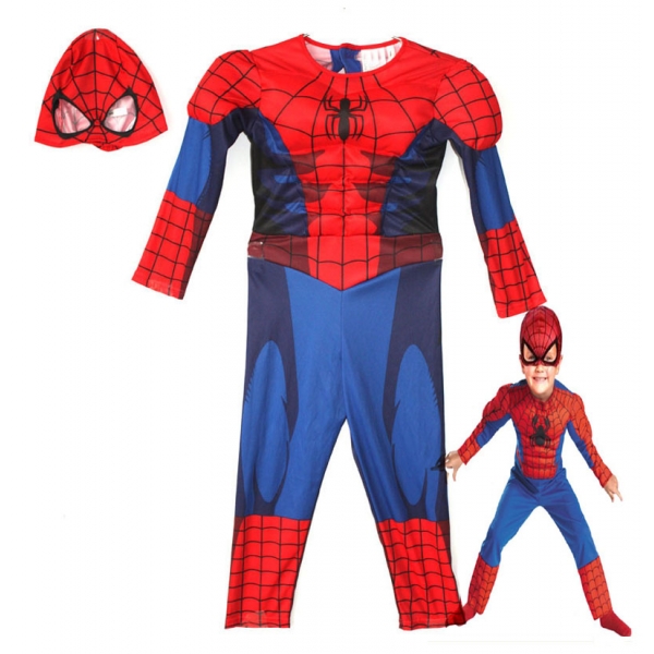 スパイダーマン コスチューム 3-4歳児 ジャンプスーツ+マスク 2点セット qx10161-4