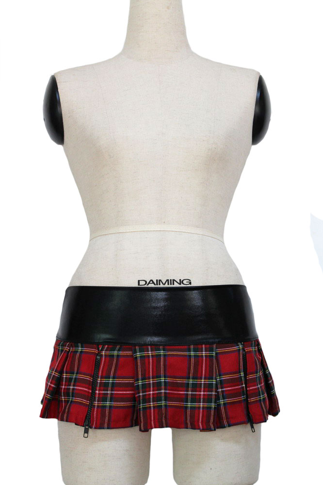 女学生 ロリコン コスチューム コスプレ ファスナー 格子縞 スカート-cc7085-2